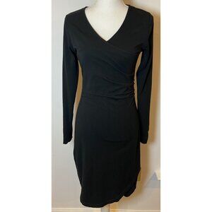 Kuhl Dress Stretch Organic Cotton Long Sleeve Side Ruching Black Small S